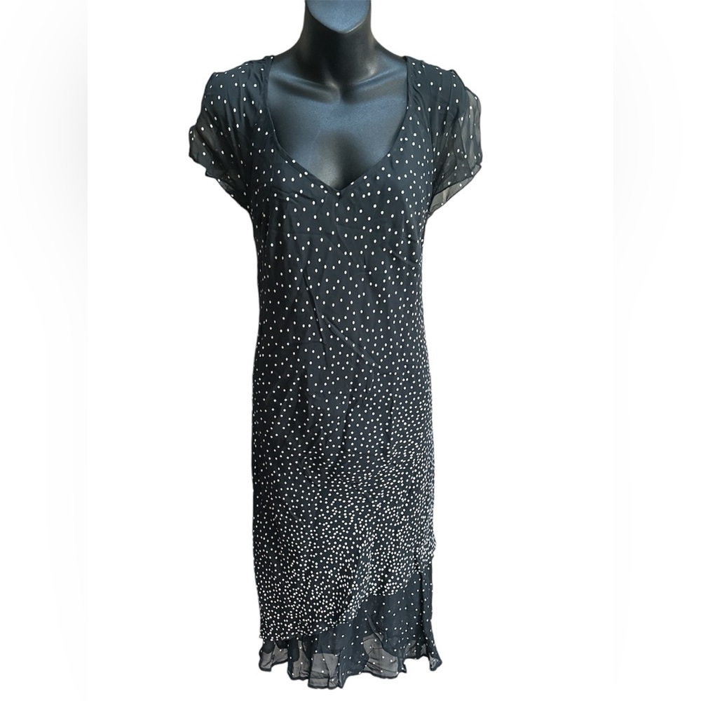 Vintage Y2K Steilmann V Neck Polkadot Layered Slip On Midi Dress L/XL Whimsical